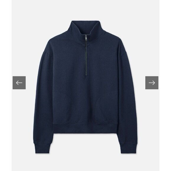 Mate The Label Organic Fleece Half Zip Sweatshirt Midnight NWT X-Small - Picture 1 of 9